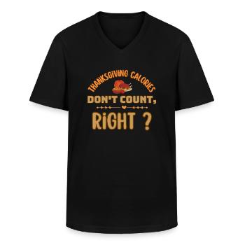 thanksgiving calories don't count,right? - T-shirt col V Homme - noir - Devant - AI Model Male 178 dark (178cm)