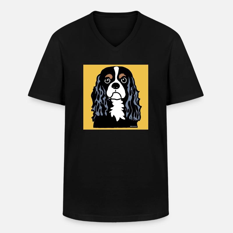 Cavalier King Charles Spaniel Doodle - Männer-T-Shirt mit V-Ausschnitt - Schwarz