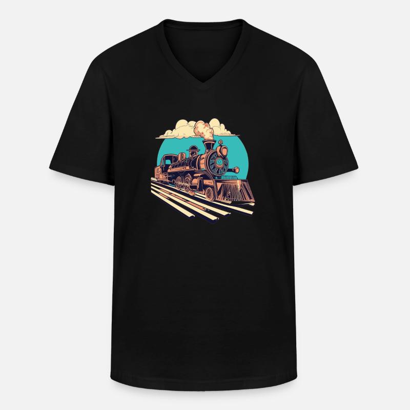 Bahnhof - Männer-T-Shirt mit V-Ausschnitt - Schwarz