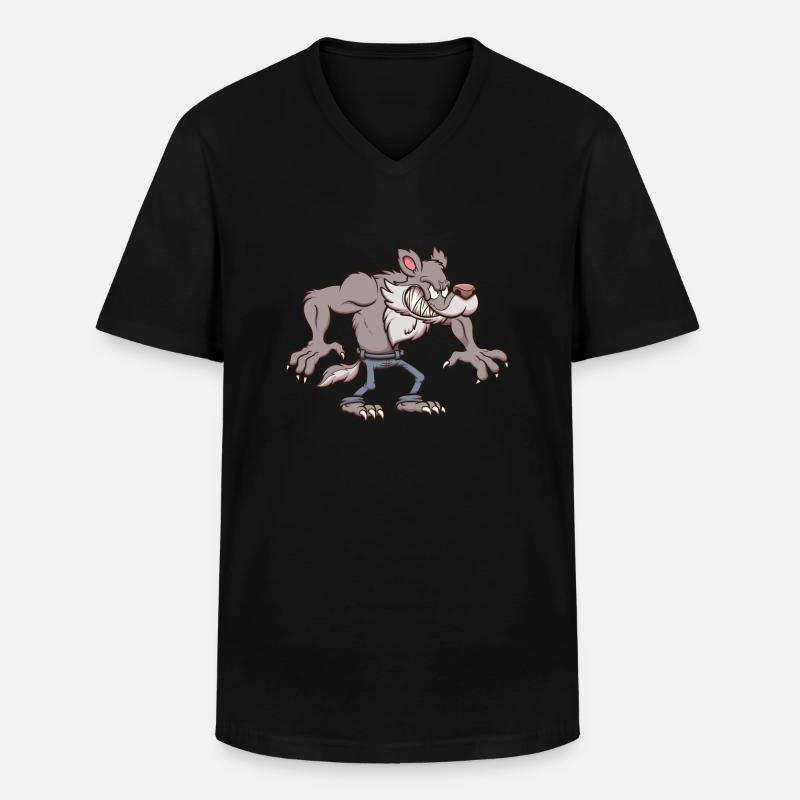 Böser Werwolf - Männer-T-Shirt mit V-Ausschnitt - Schwarz