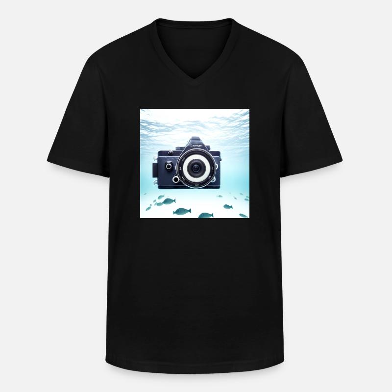 Kamera - Männer-T-Shirt mit V-Ausschnitt - Schwarz