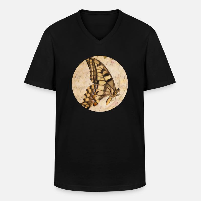 Schmetterling - Männer-T-Shirt mit V-Ausschnitt - Schwarz