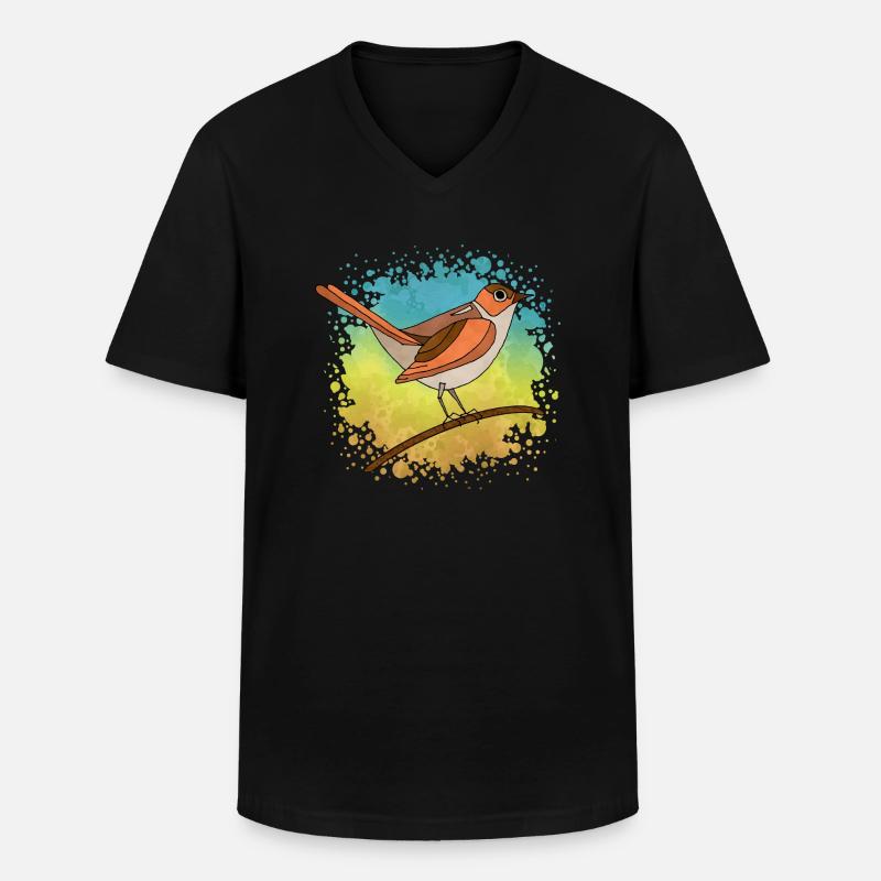 Bunter Vogel - Männer-T-Shirt mit V-Ausschnitt - Schwarz