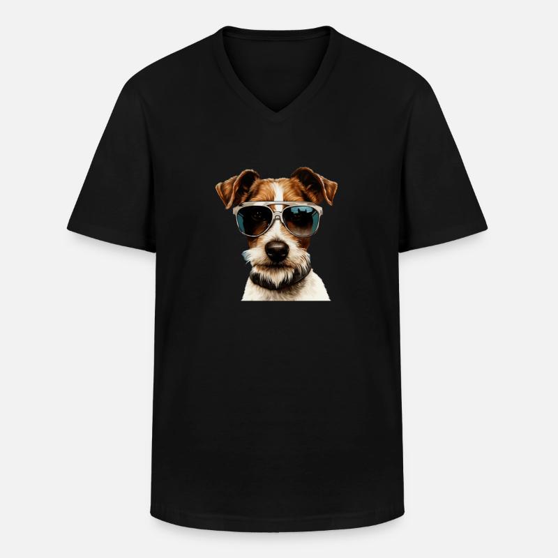 Foxterrier Cool - Foxterrier Hund - Männer-T-Shirt mit V-Ausschnitt - Schwarz