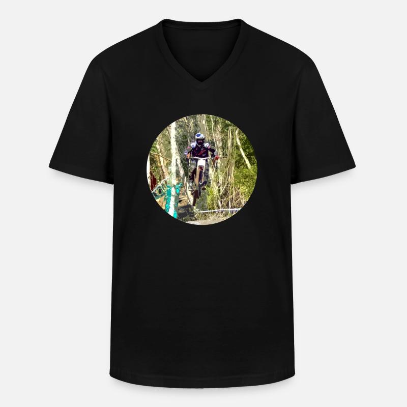 MTB MTB Downhill - Männer-T-Shirt mit V-Ausschnitt - Schwarz