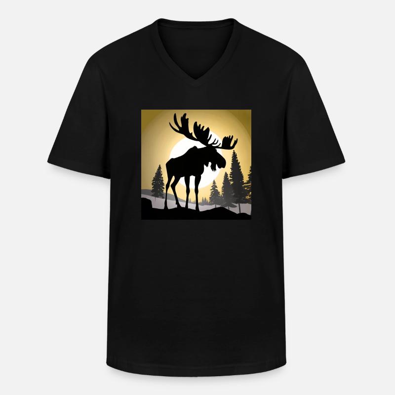 Elch - Männer-T-Shirt mit V-Ausschnitt - Schwarz