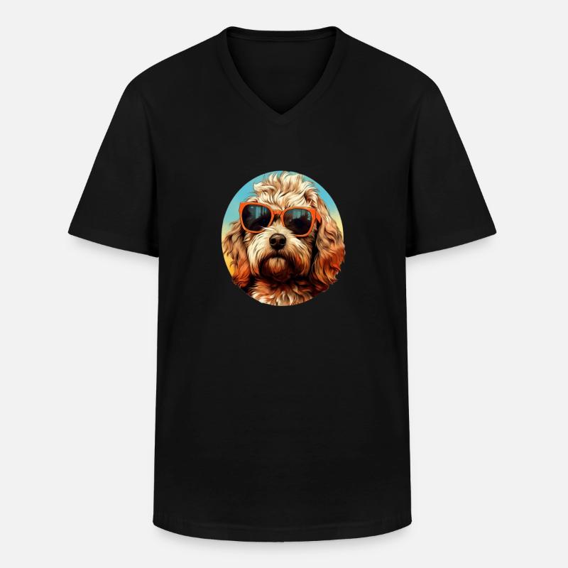 Cockapoo Cool - Cockapoo Dog - Men's V-Neck T-Shirt - black