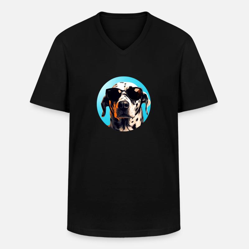 Dalmatiner Cool - Dalmatiner Hund - Männer-T-Shirt mit V-Ausschnitt - Schwarz