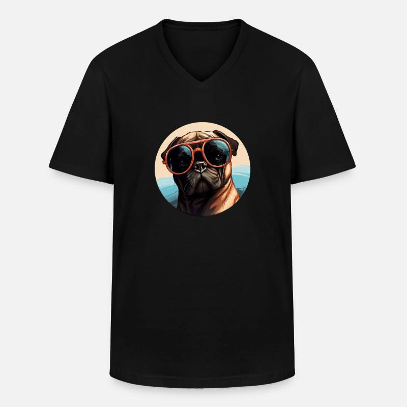 Puggle Cool - Puggle Hund - Männer-T-Shirt mit V-Ausschnitt - Schwarz