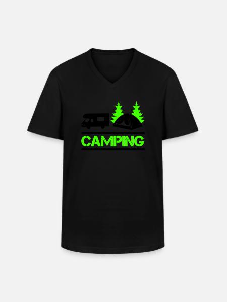 Camping 01 - Men's V-Neck T-Shirt - black