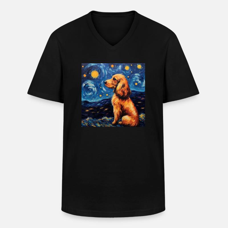 Cocker Spaniel Sternennacht - Männer-T-Shirt mit V-Ausschnitt - Schwarz