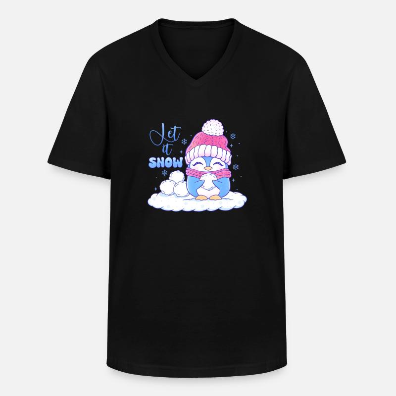 Let It Snow - Männer-T-Shirt mit V-Ausschnitt - Schwarz