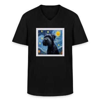 Riesenschnauzer Sternennacht - Männer-T-Shirt mit V-Ausschnitt - Schwarz - Vorne - AI Model Male 178 dark (178cm)