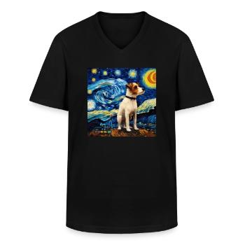 Jack Russell Terrier Sternennacht - Männer-T-Shirt mit V-Ausschnitt - Schwarz - Vorne - AI Model Male 178 dark (178cm)