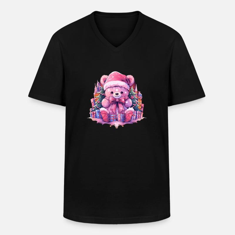 rosa teddy 4 - Männer-T-Shirt mit V-Ausschnitt - Schwarz