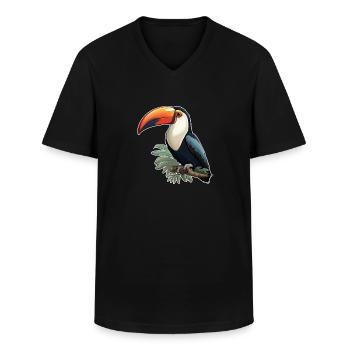 Toucan Exotic Bird - Men's V-Neck T-Shirt - black - Front - AI Model Male 178 dark (178cm)