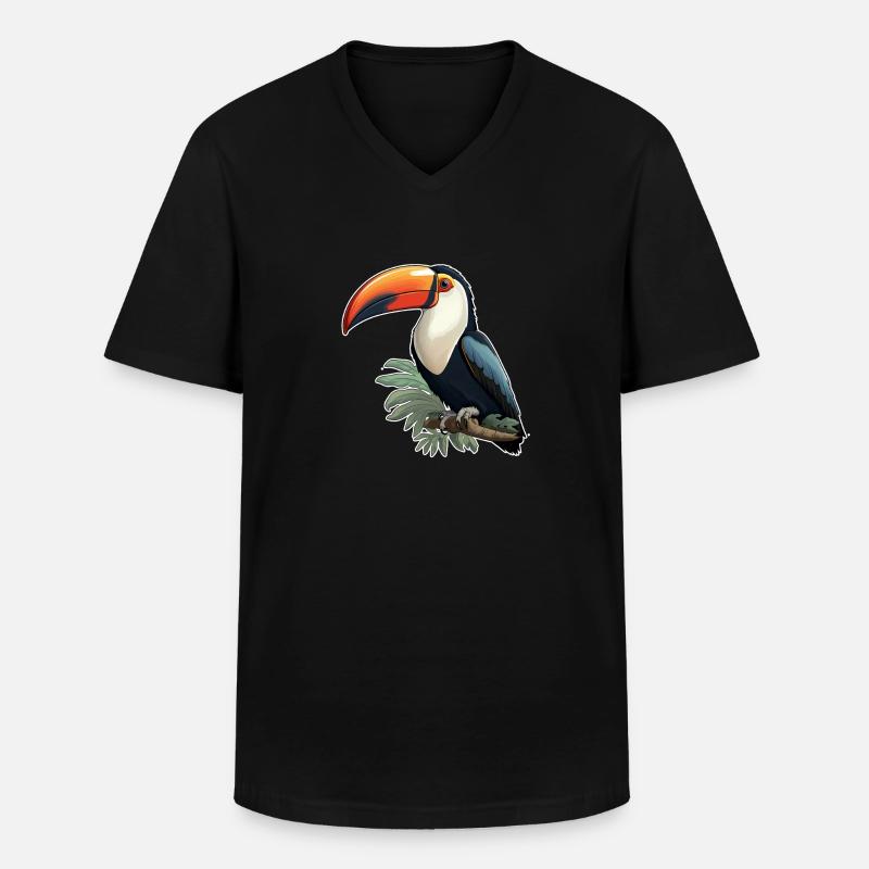 Tukan exotisch Vogel - Männer-T-Shirt mit V-Ausschnitt - Schwarz