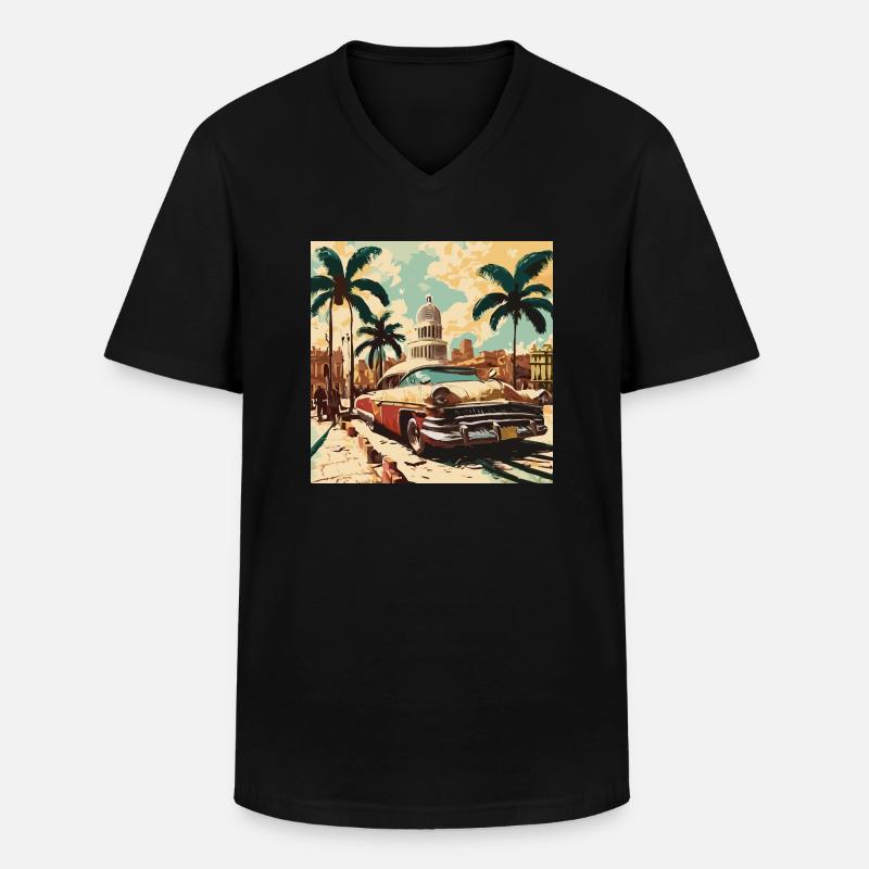 Oldtimer Glanz - Männer-T-Shirt mit V-Ausschnitt - Schwarz