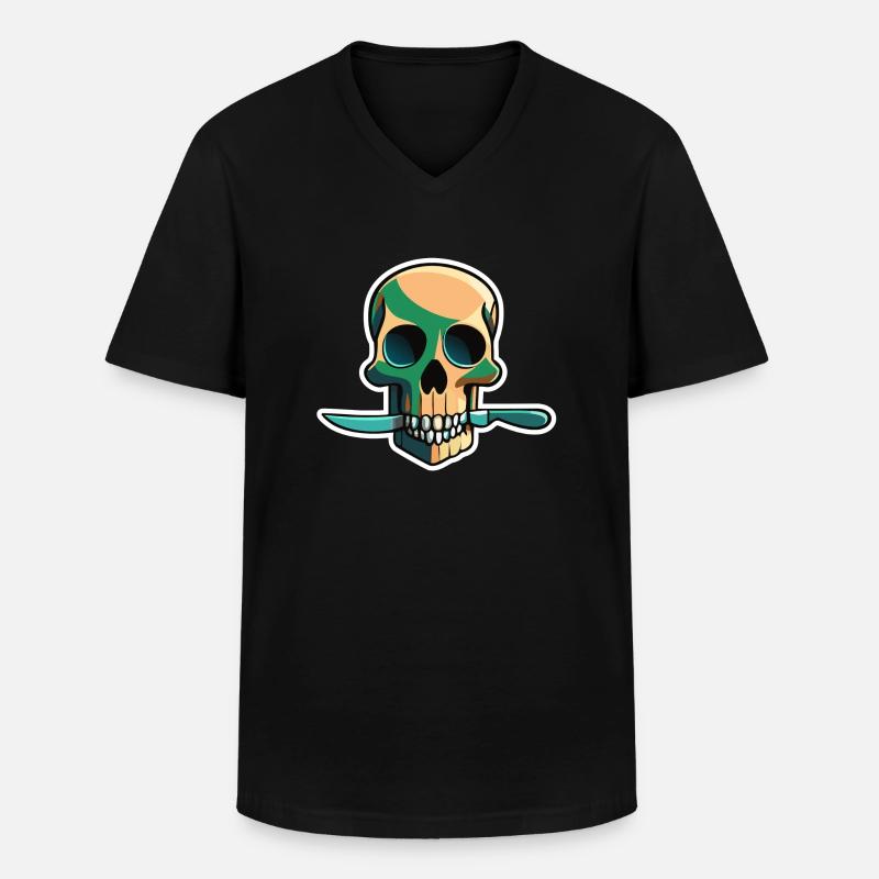 dead head with knife - Männer-T-Shirt mit V-Ausschnitt - Schwarz