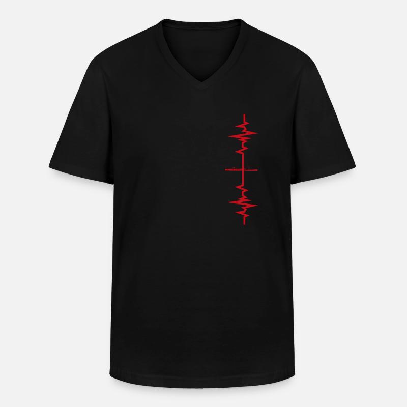 Fagott Herzschlag Geschenkidee - Männer-T-Shirt mit V-Ausschnitt - Schwarz