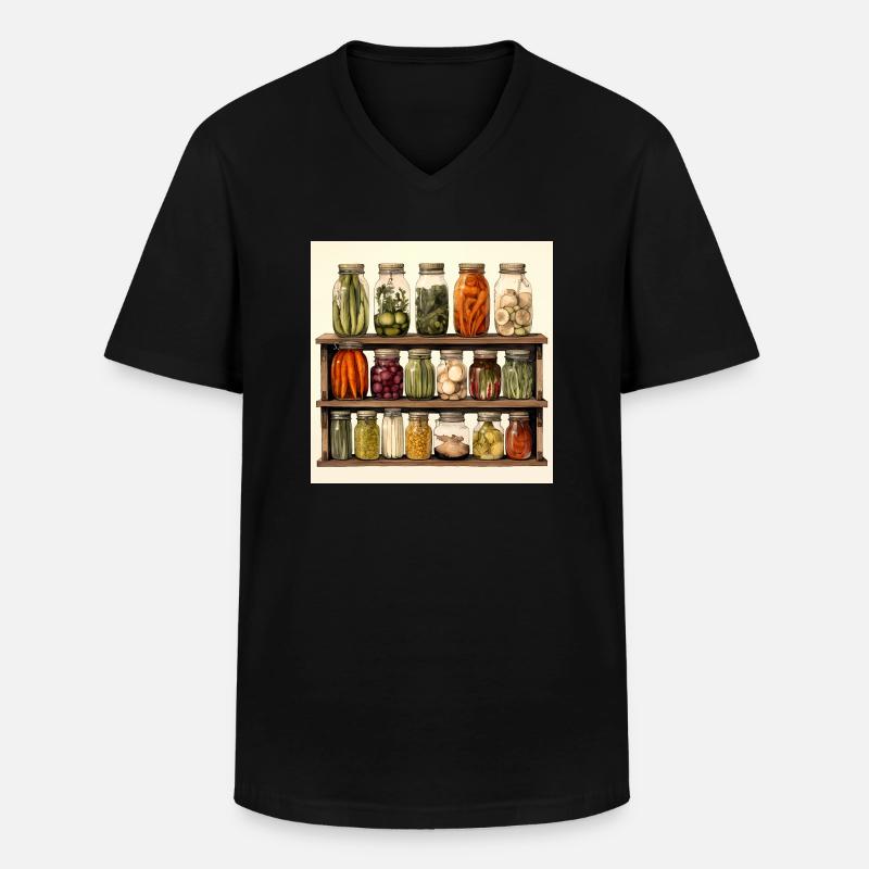 Herbstliches Einmachglasregal - Männer-T-Shirt mit V-Ausschnitt - Schwarz