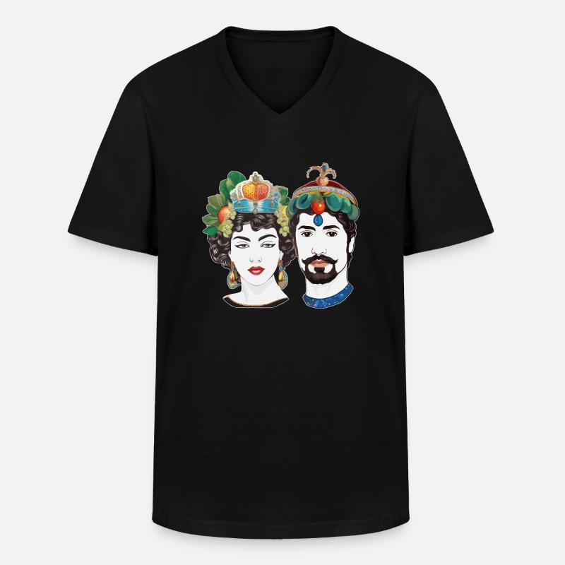 teste di moro - Männer-T-Shirt mit V-Ausschnitt - Schwarz