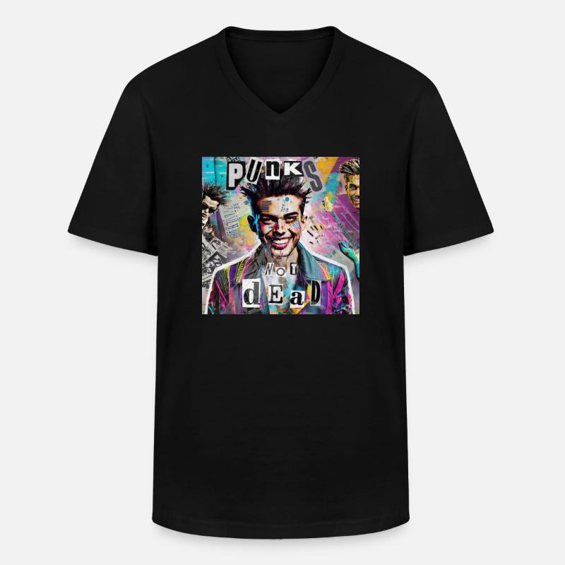 Punks Not Dead 2 - Männer-T-Shirt mit V-Ausschnitt - Schwarz