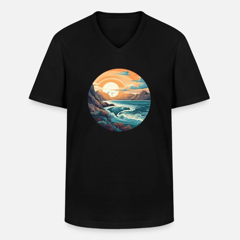 Felsstrand - Männer-T-Shirt mit V-Ausschnitt - Schwarz