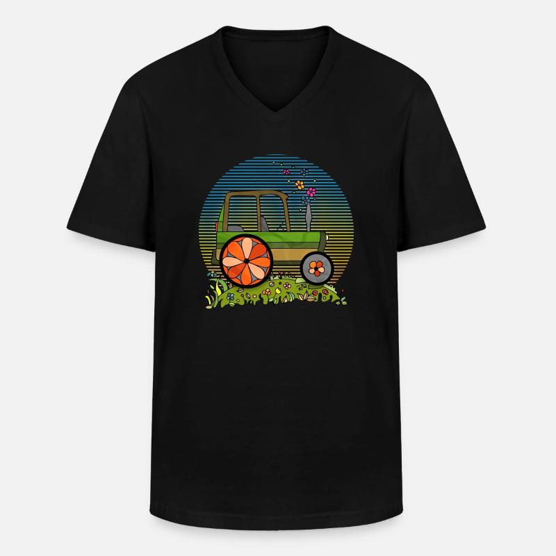 Traktor - Männer-T-Shirt mit V-Ausschnitt - Schwarz