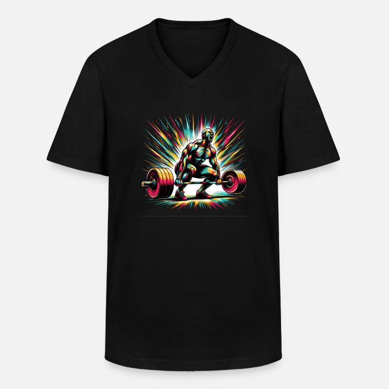 Powerlifting Energie: Kunst-Explosion - Männer-T-Shirt mit V-Ausschnitt - Schwarz