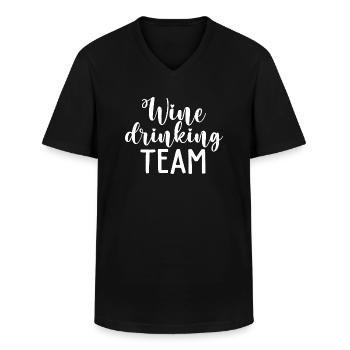 Weintrinkendes Team Lustiger Weinliebhaber - Männer-T-Shirt mit V-Ausschnitt - Schwarz - Vorne - AI Model Male 178 dark (178cm)