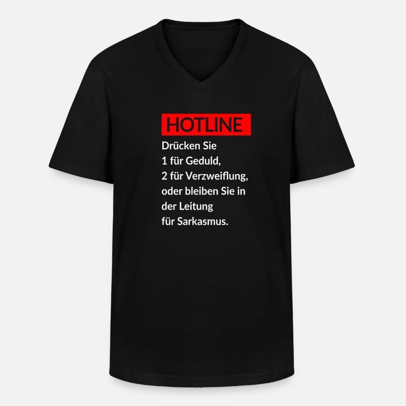Spruch Hotline - Männer-T-Shirt mit V-Ausschnitt - Schwarz