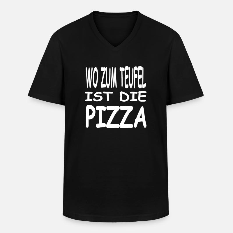 Pizza - Männer-T-Shirt mit V-Ausschnitt - Schwarz