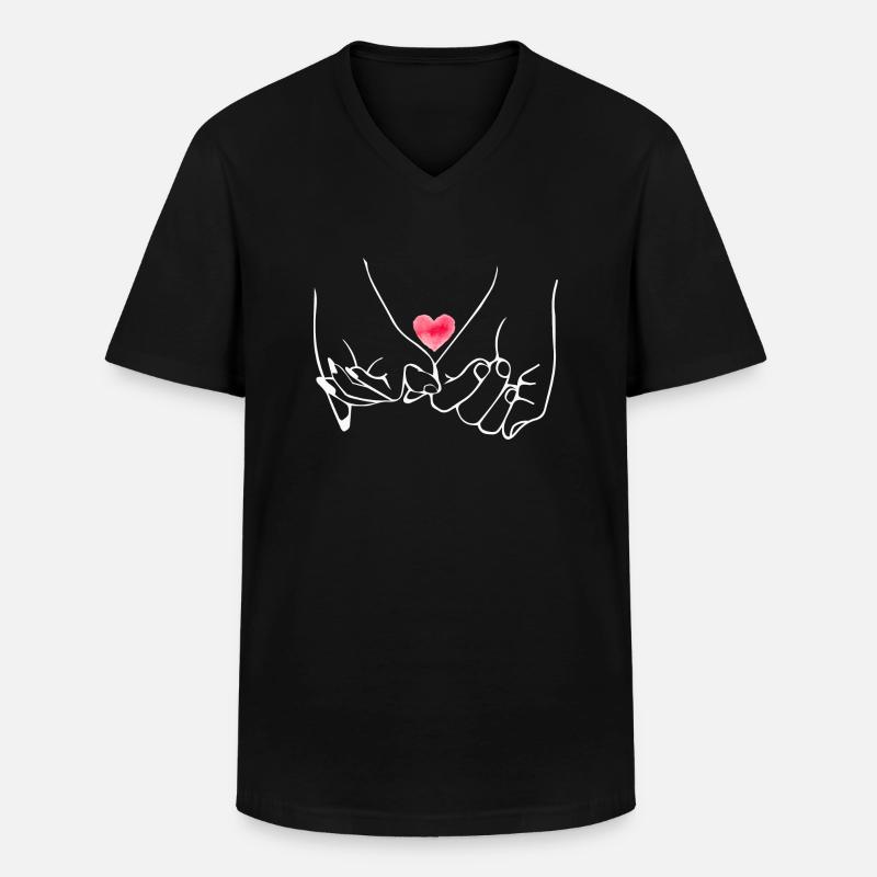 Händchen halten - Männer-T-Shirt mit V-Ausschnitt - Schwarz