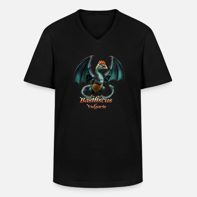 BASILISCUS Evil DRAGON - Männer-T-Shirt mit V-Ausschnitt - Schwarz