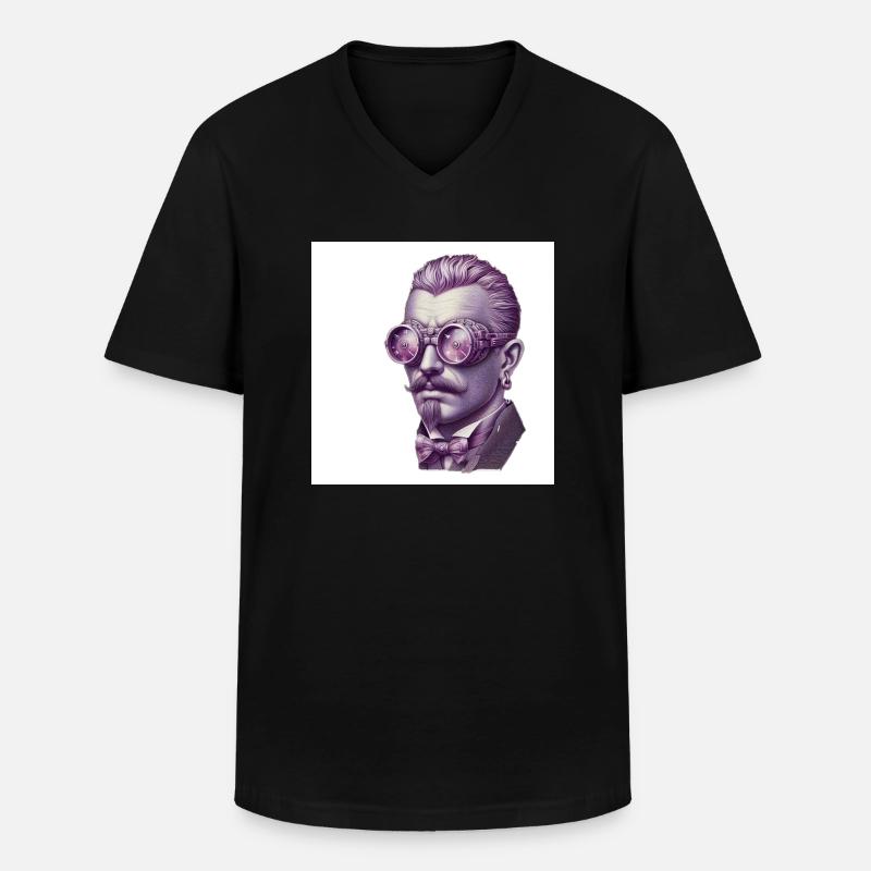 Cyber Noble - Männer-T-Shirt mit V-Ausschnitt - Schwarz