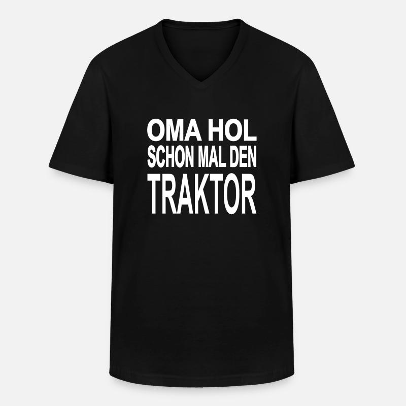 Traktor - Männer-T-Shirt mit V-Ausschnitt - Schwarz