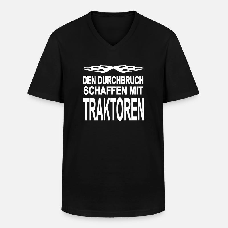 Traktor - Männer-T-Shirt mit V-Ausschnitt - Schwarz