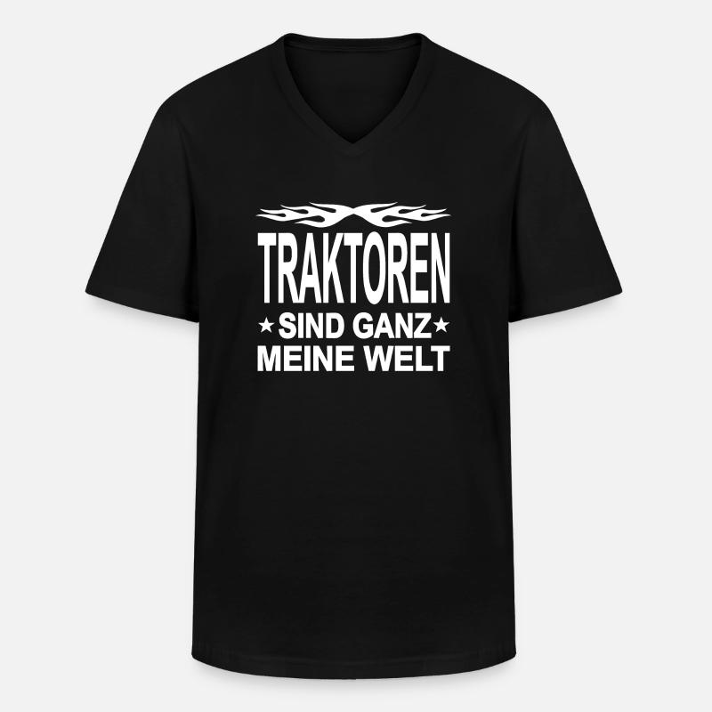 Traktor - Männer-T-Shirt mit V-Ausschnitt - Schwarz