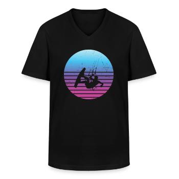 Kitesurfer Heren Kiten Kite Vrouwen Kitesurfen - Klassiek mannen T-shirt met V-hals - zwart - Voor - AI Model Male 178 dark (178cm)