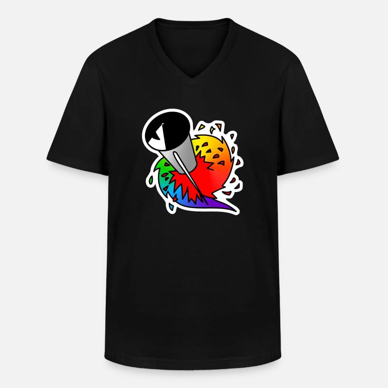 Regenbogen Rakete : Sticky Queer Pride - Männer-T-Shirt mit V-Ausschnitt - Schwarz