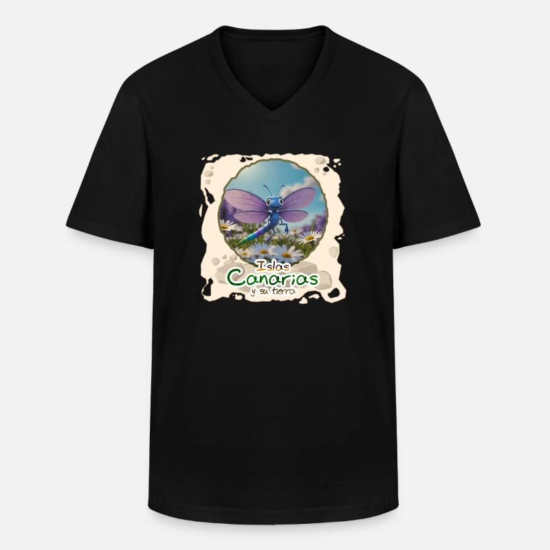Libelle - Männer-T-Shirt mit V-Ausschnitt - Schwarz