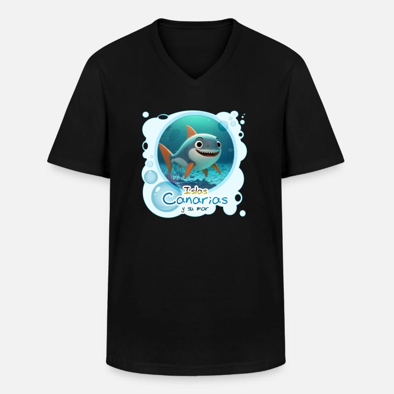 Hai - Männer-T-Shirt mit V-Ausschnitt - Schwarz