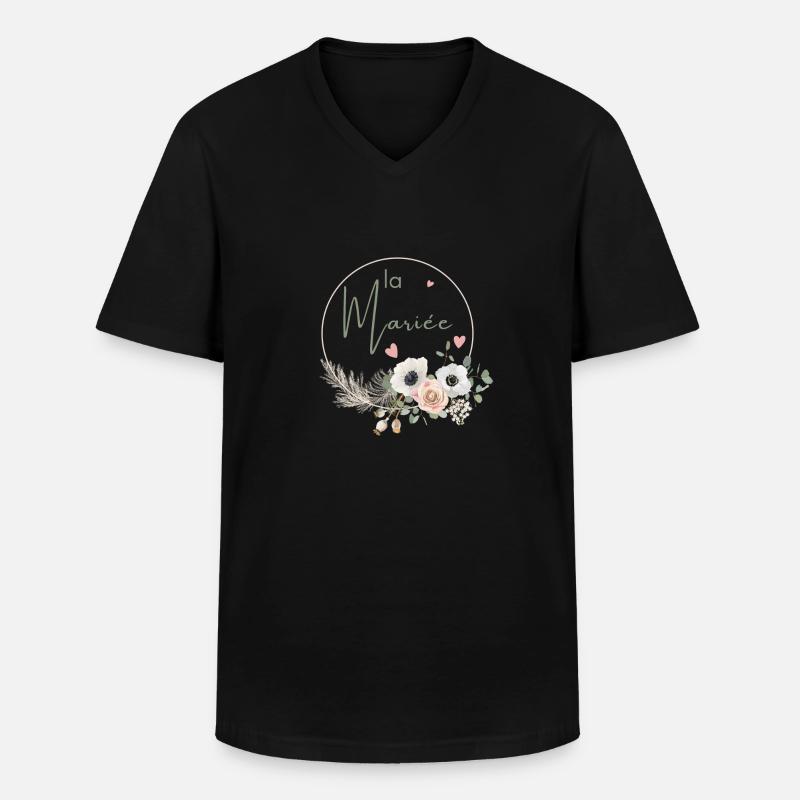 Brautkrone Boho Blumen - Männer-T-Shirt mit V-Ausschnitt - Schwarz