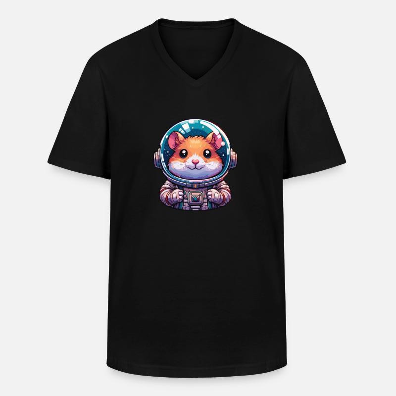 Hamster-Astronaut - Männer-T-Shirt mit V-Ausschnitt - Schwarz