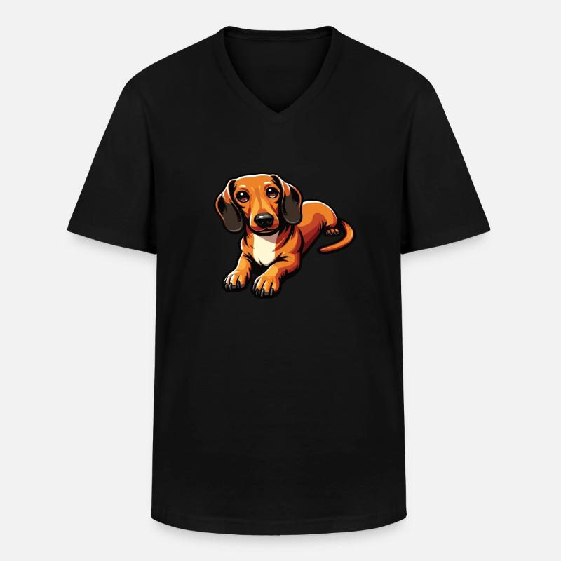 Dackel Hund - Männer-T-Shirt mit V-Ausschnitt - Schwarz
