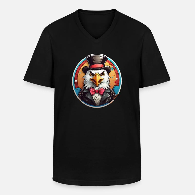 Lustiger Adler Comic - Männer-T-Shirt mit V-Ausschnitt - Schwarz