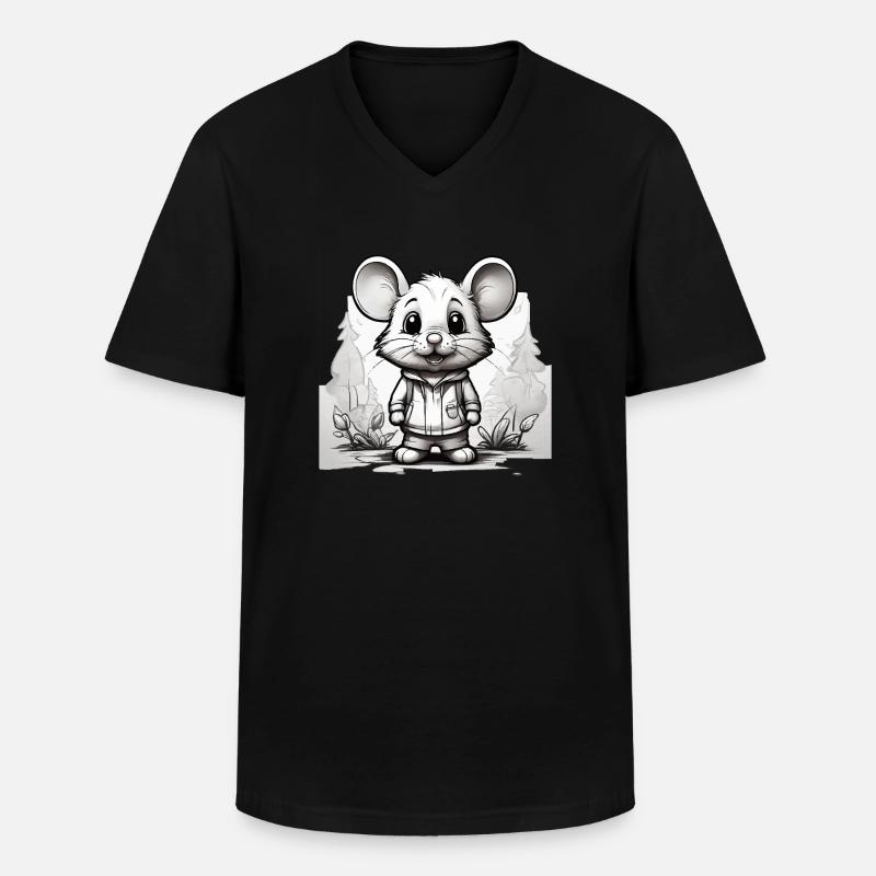 Maus niedlich Kinder Zeichnung Comic - Männer-T-Shirt mit V-Ausschnitt - Schwarz