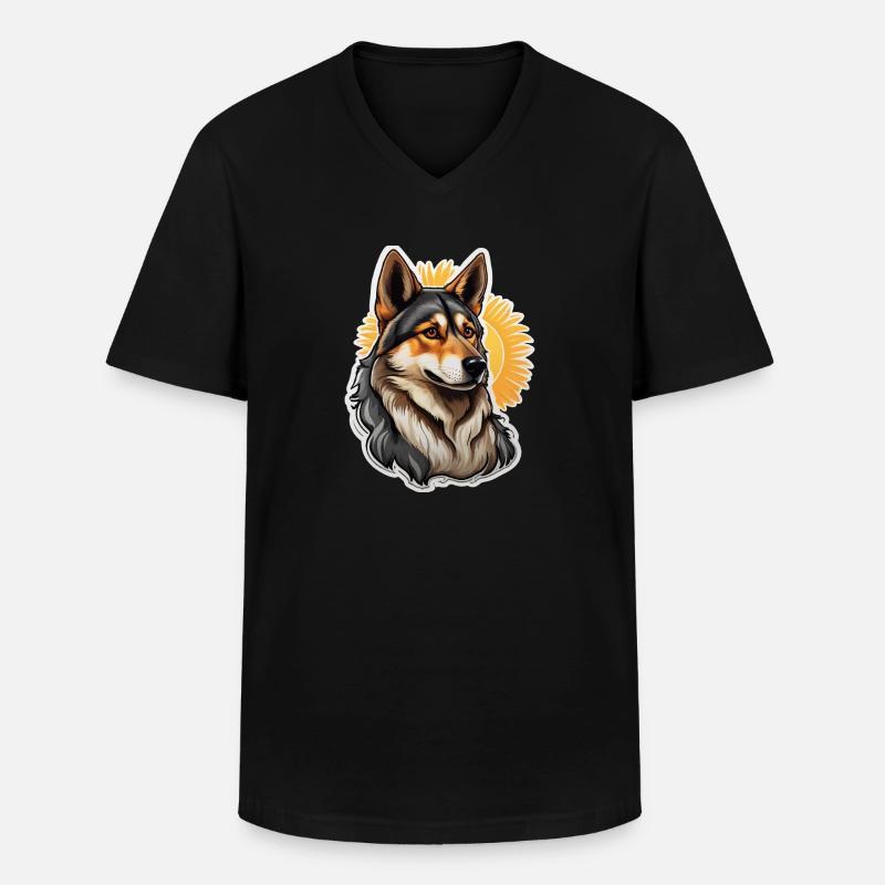 Deutscher Schäferhund - Männer-T-Shirt mit V-Ausschnitt - Schwarz