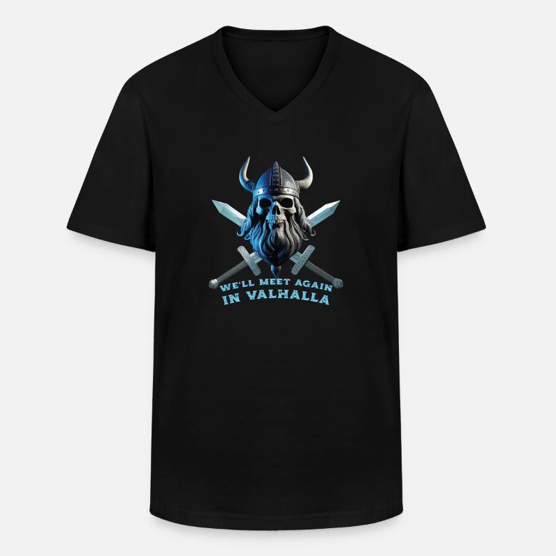 Wikinger Schädel 06 2024 07 - Männer-T-Shirt mit V-Ausschnitt - Schwarz